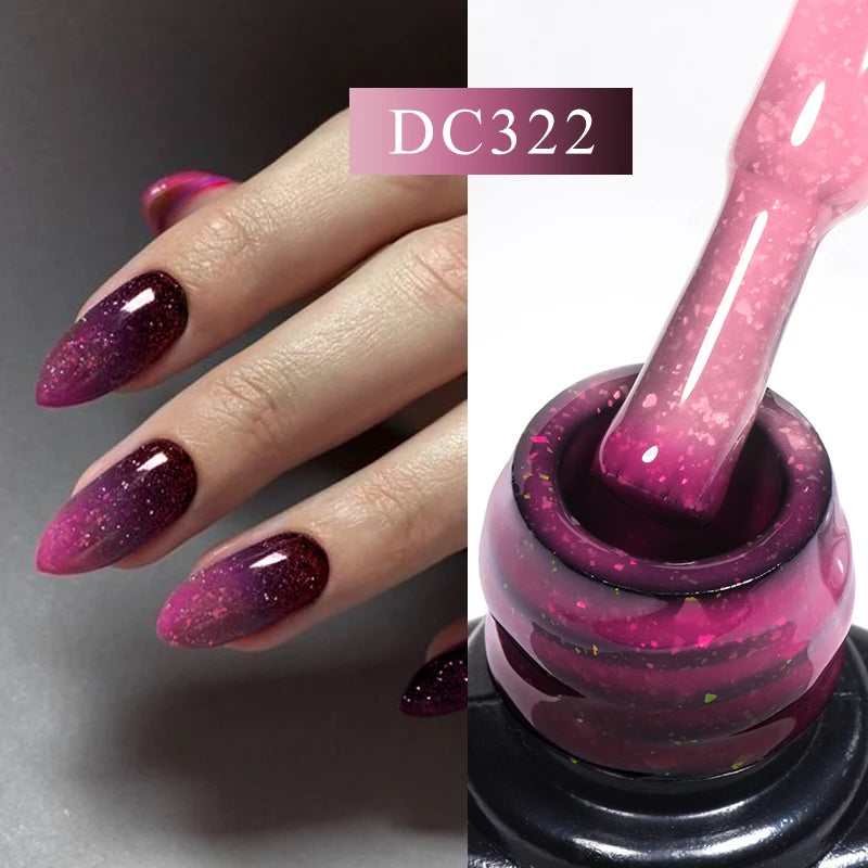 7ml Auroras Thermal Gel Nail Polish – Nude & Purple Glitter