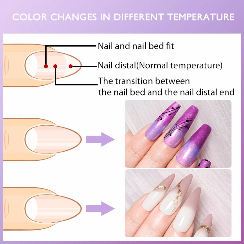 7ml Auroras Thermal Gel Nail Polish – Nude & Purple Glitter