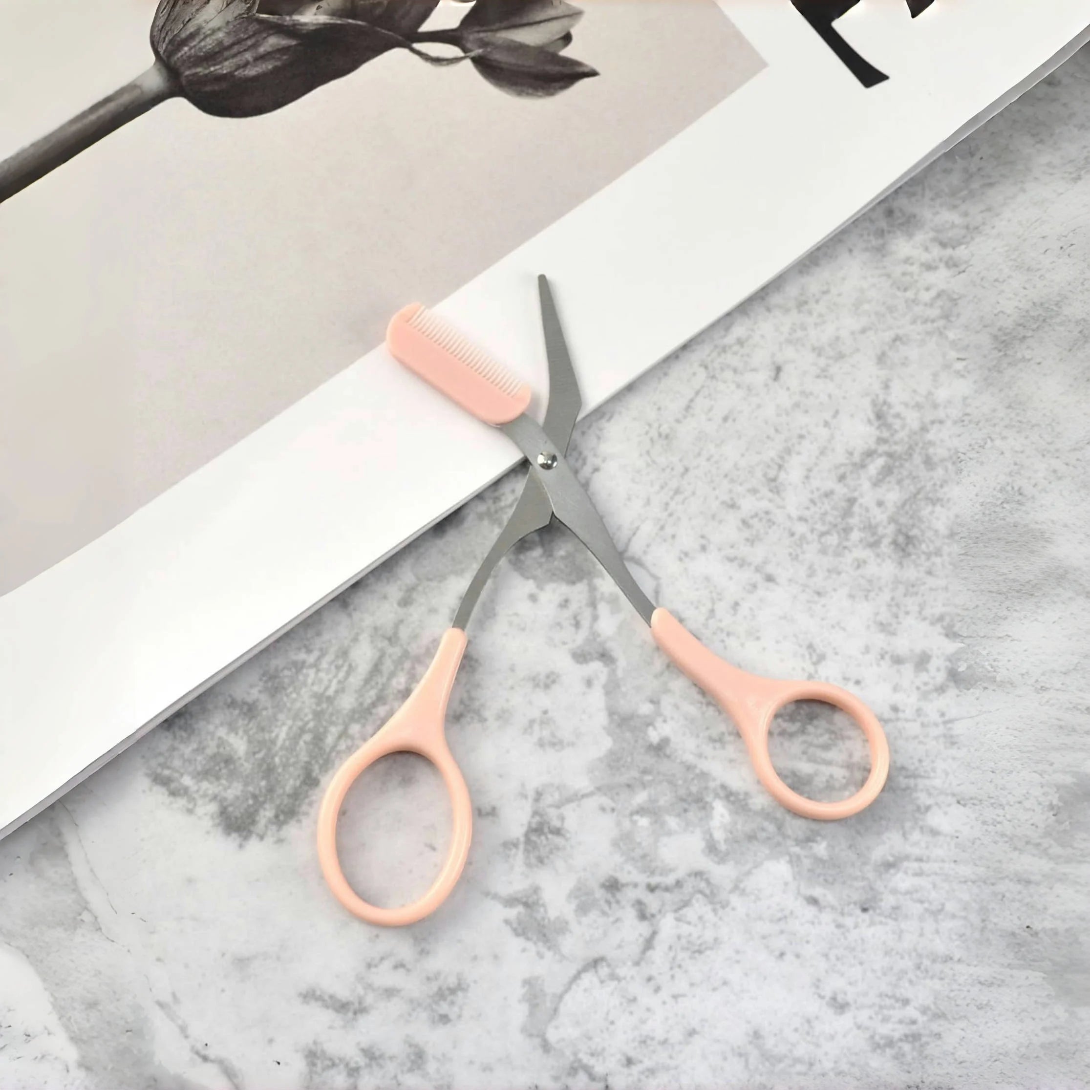 Pink Eyebrow Trimming Scissors – Precise Grooming Tool