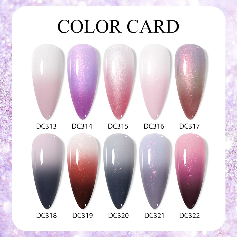 7ml Auroras Thermal Gel Nail Polish – Nude & Purple Glitter