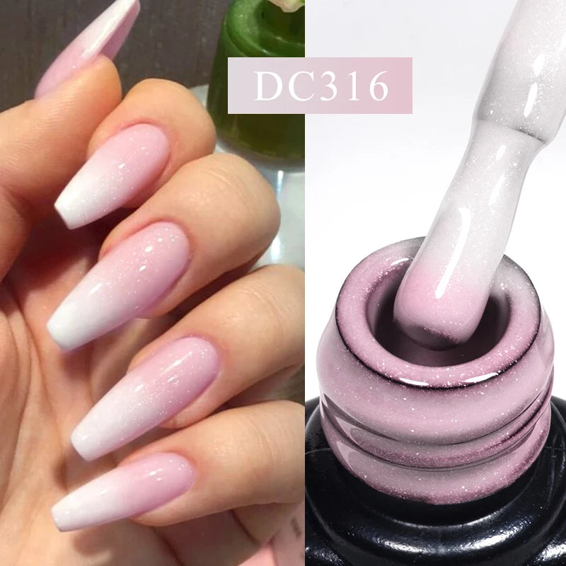 7ml Auroras Thermal Gel Nail Polish – Nude & Purple Glitter
