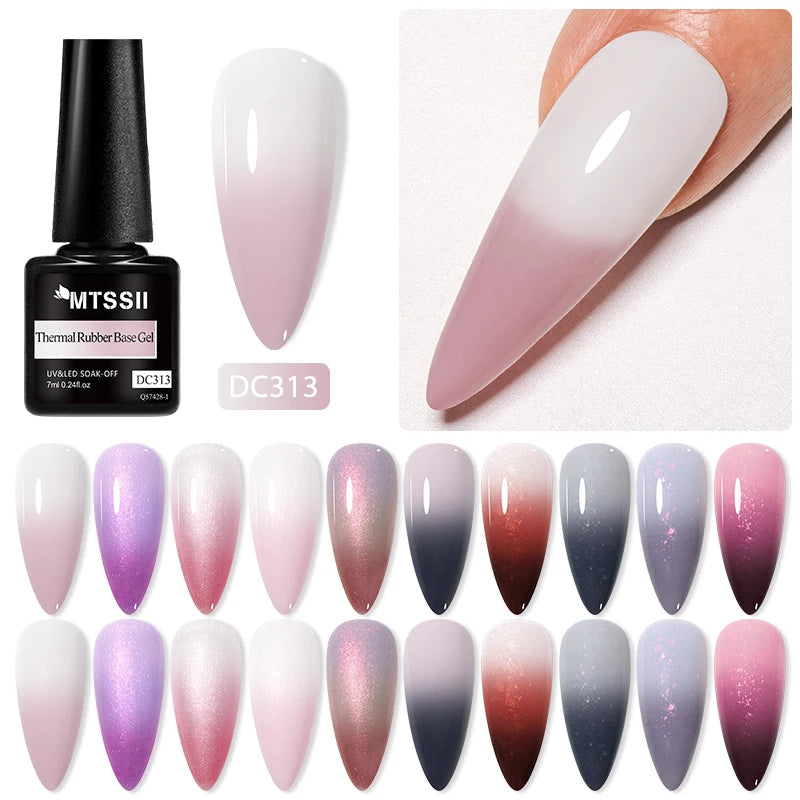 7ml Auroras Thermal Gel Nail Polish – Nude & Purple Glitter