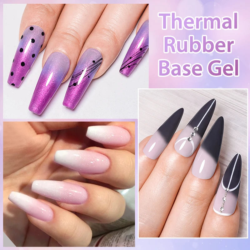 7ml Auroras Thermal Gel Nail Polish – Nude & Purple Glitter