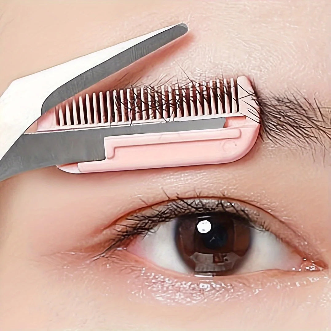 Pink Eyebrow Trimming Scissors – Precise Grooming Tool