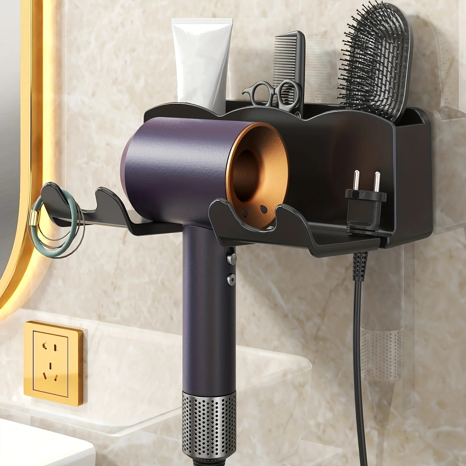 Beautify-Skin Hair Dryer Storage Rack – Wall Mounted Bathroom Organizer