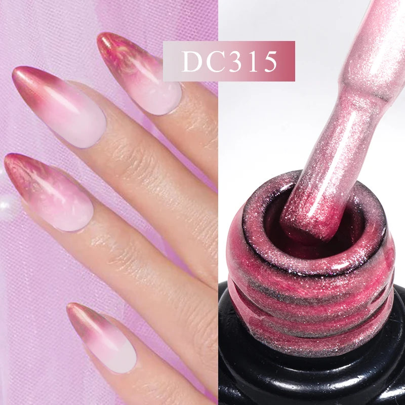 7ml Auroras Thermal Gel Nail Polish – Nude & Purple Glitter