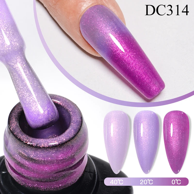 7ml Auroras Thermal Gel Nail Polish – Nude & Purple Glitter