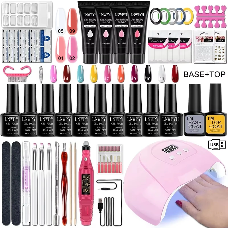 Gel Nail Polish Kit With UV Nail Lamp Electric Nail Drill Machine Soak OFF Gel Nail Kit Base&Top Coat Gel Polish Nail Tools Set