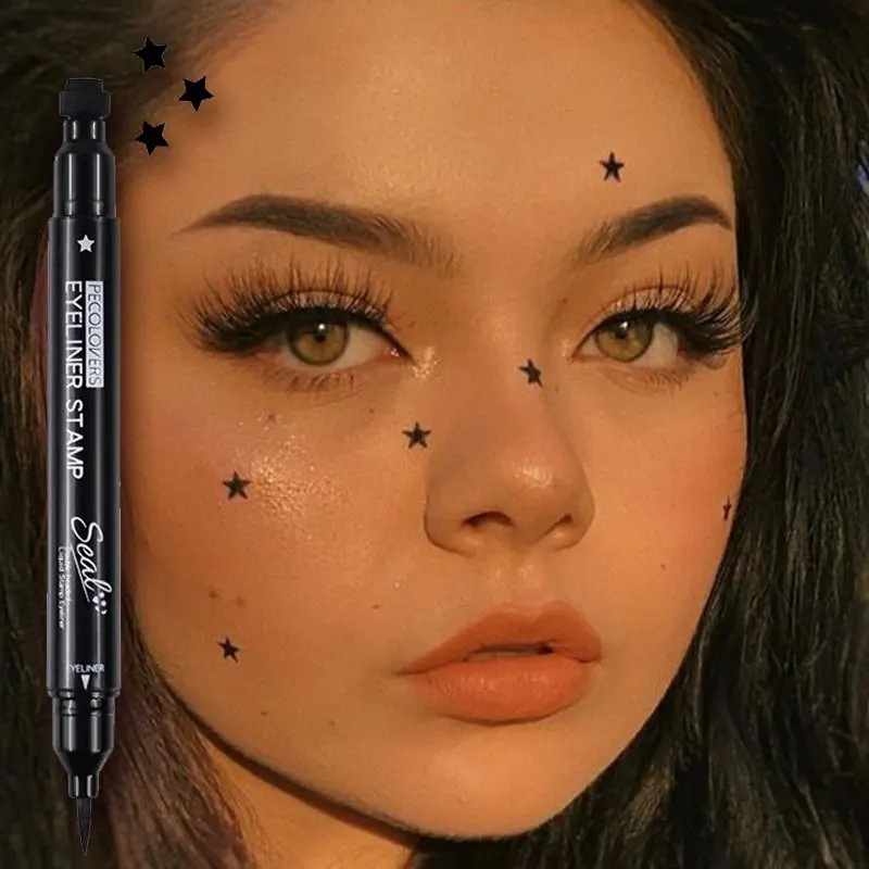 Star Liquid Eyeliner Black Moon Stamp Eye Liner Pencil 2 in 1 Waterproof Long-lasting Easy Applying Eye Eyeliner Pen Makeup - Image 2
